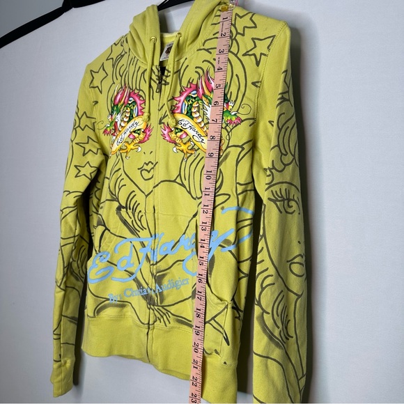 Authentic Ed Hardy by Christian Audigier yellow zip up hoodie - Picture 8 of 11